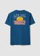 Blue pure cotton jersey T-shirt with print, regular fit_5