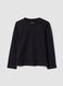 Black crew-neck T-shirt in pure organic cotton for girls_0