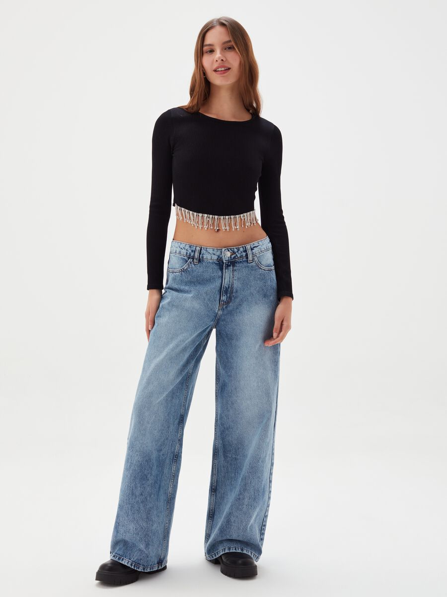 Jeans wide leg acid wash_0