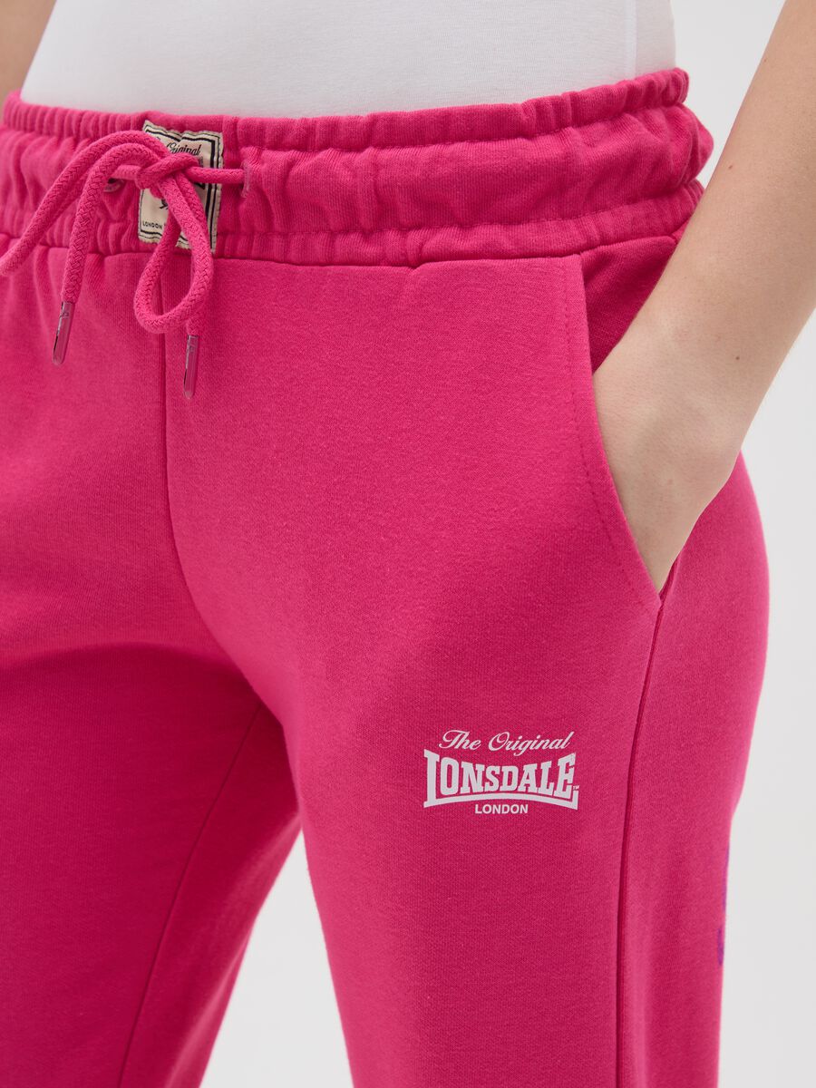Women's pink cotton blend regular fit trousers Lonsdale_3
