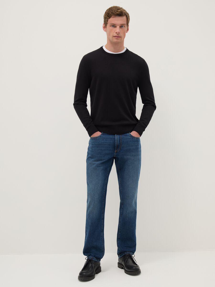 Jeans in puro cotone blu regular fit_0