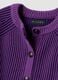 Cardigan viola in puro cotone a coste con girocollo_5