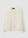 White regular-fit blouse with V-neck and tie detail_0
