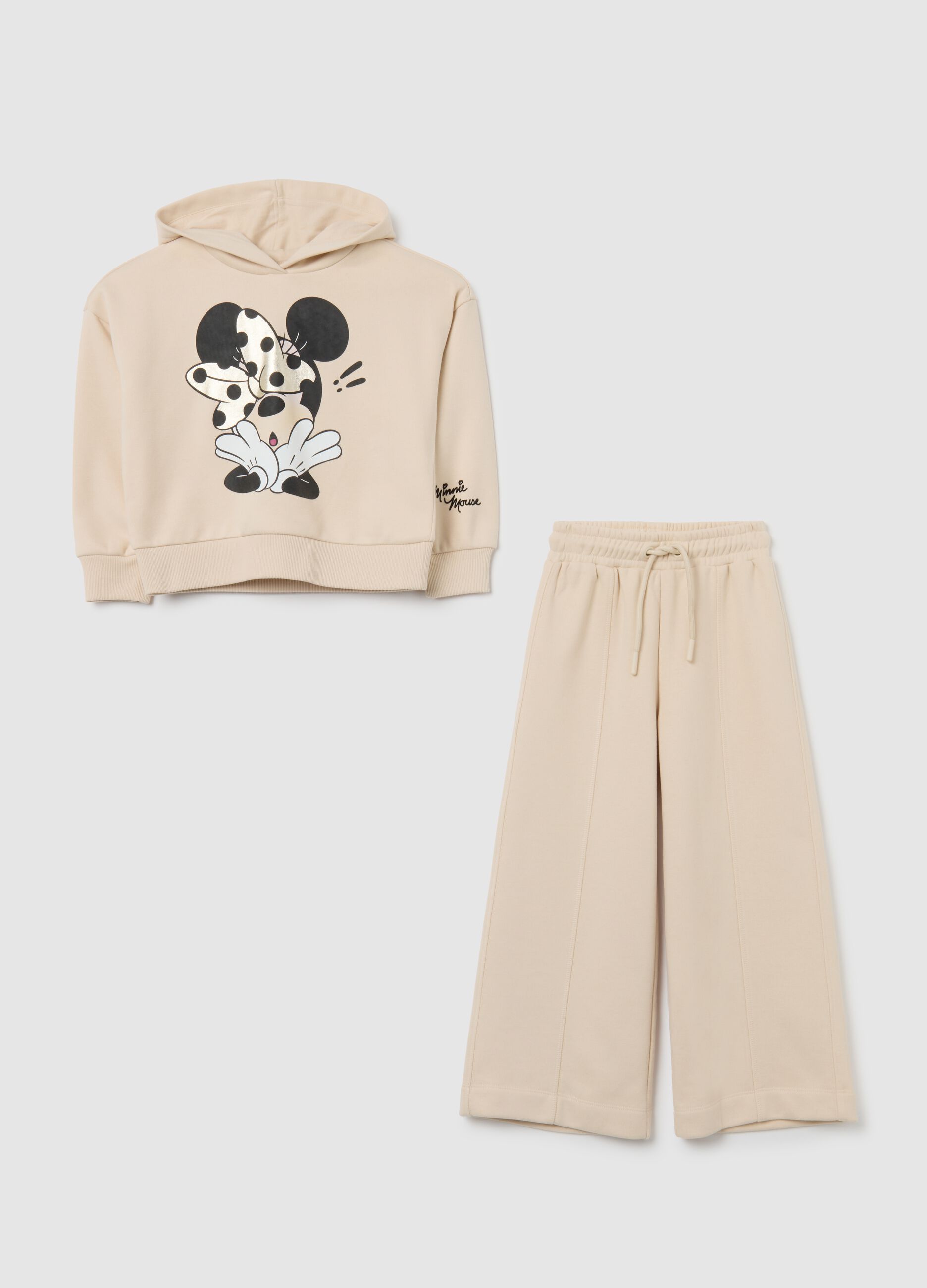 Beige cotton blend regular fit girl set