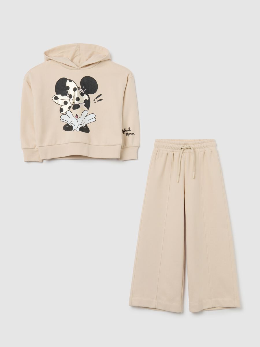 Beige cotton blend regular fit girl set_0