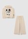 Beige cotton blend regular fit girl set_0