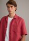 Red shirt with bowling collar in pure linen_2