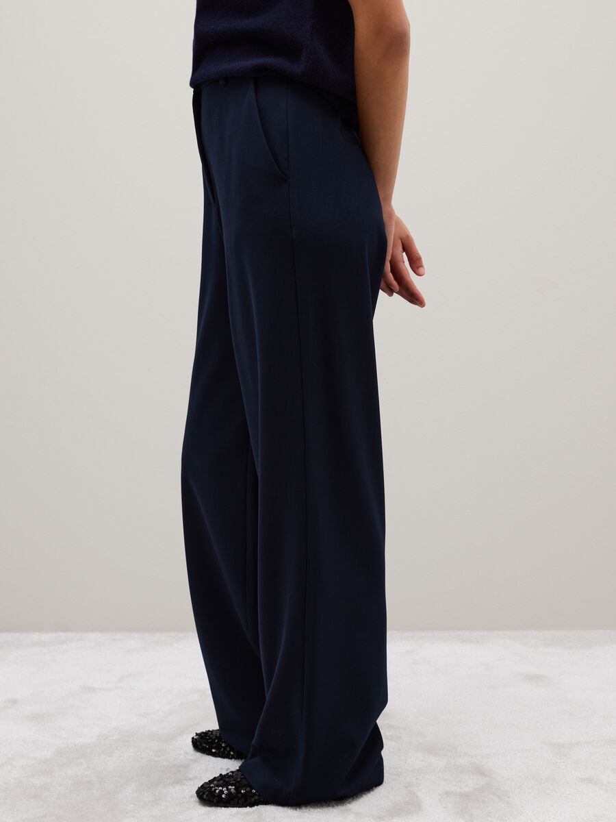 Stretch Blue Flare Trousers_3