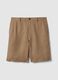 Regular Fit Brown Pure Linen Bermuda Shorts_4