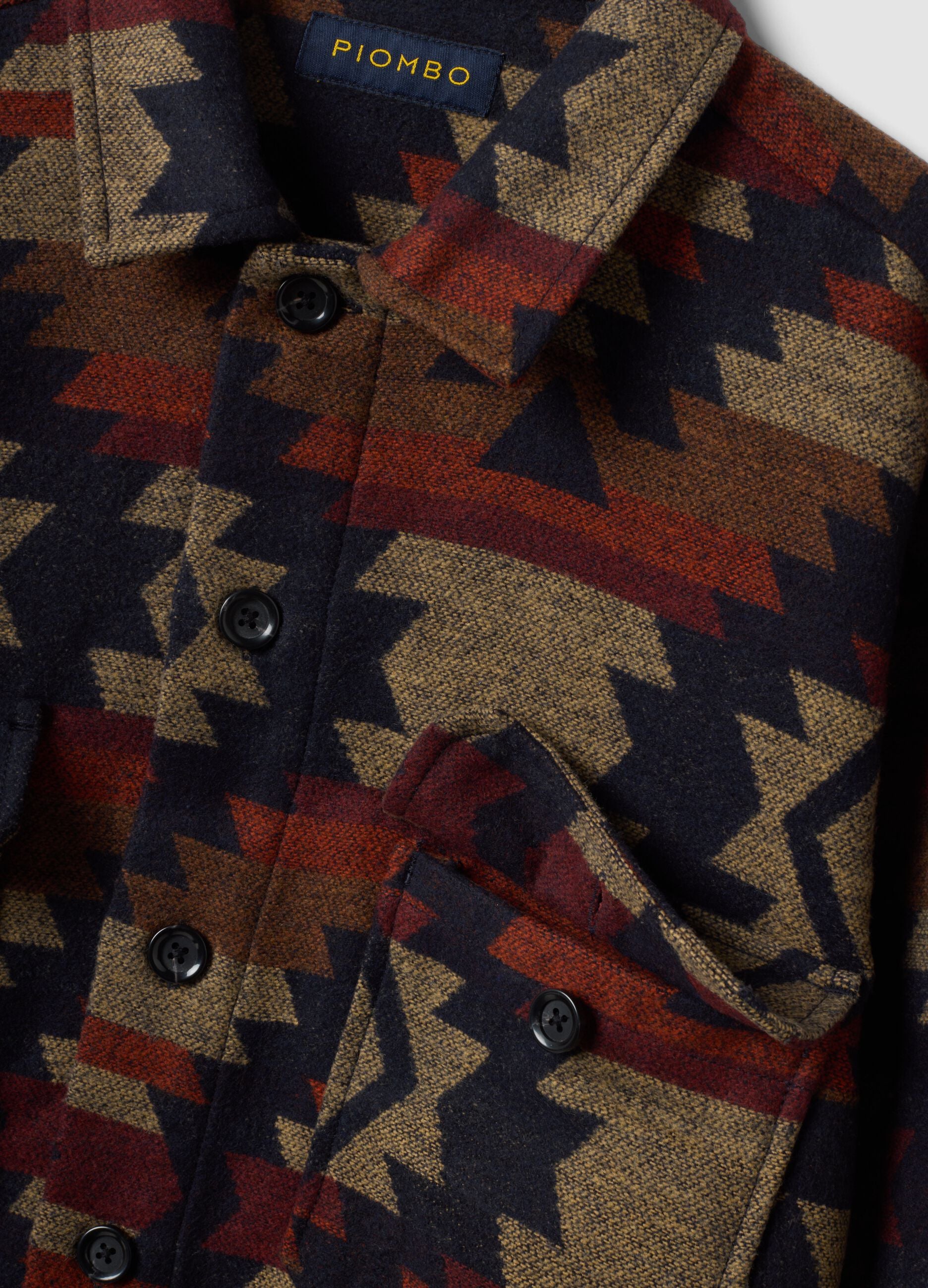Shacket multicolor bowling over fit con fantasia geometrica