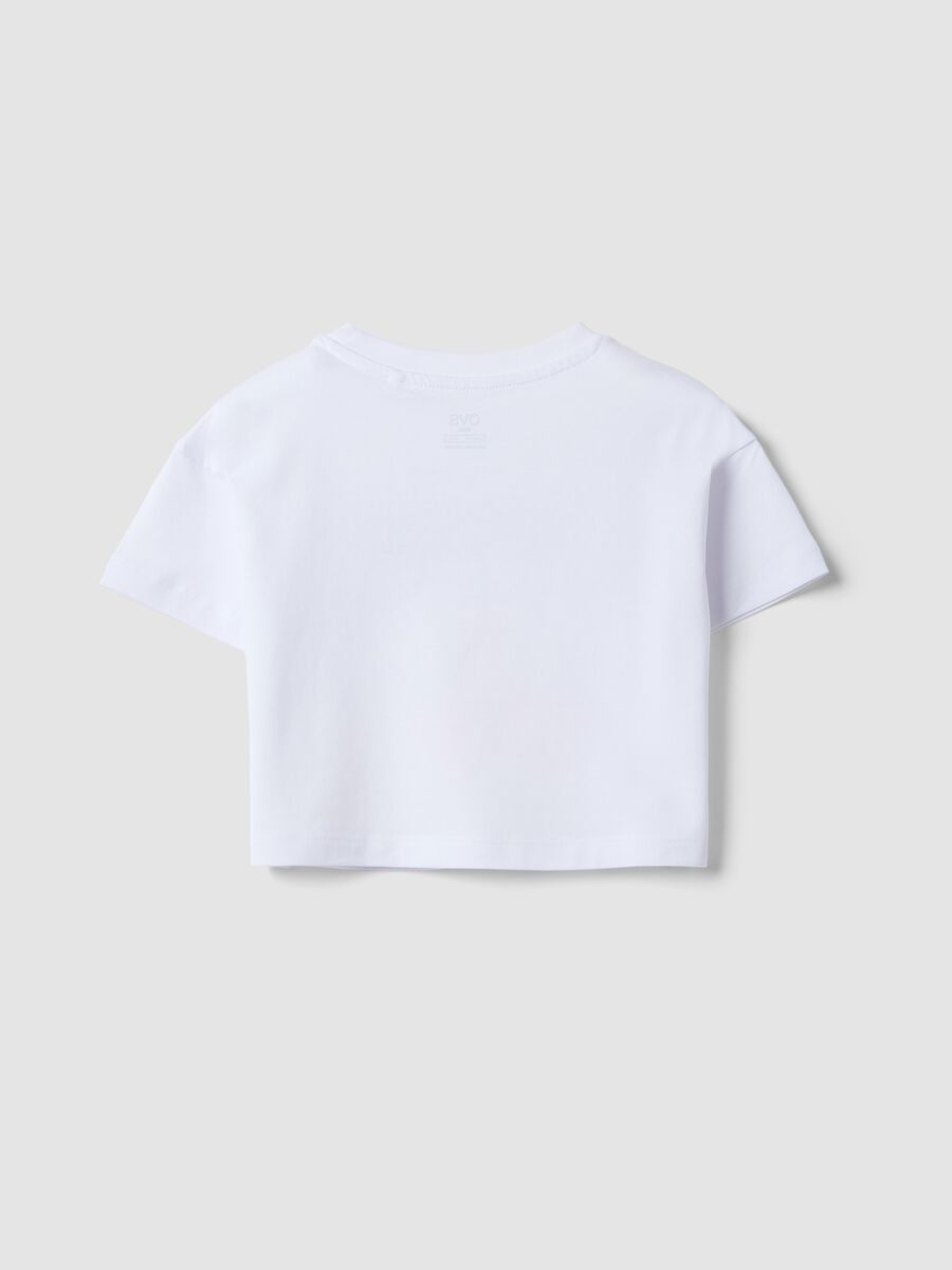 T-shirt in puro cotone bianco per bambine con stampa fragole_1