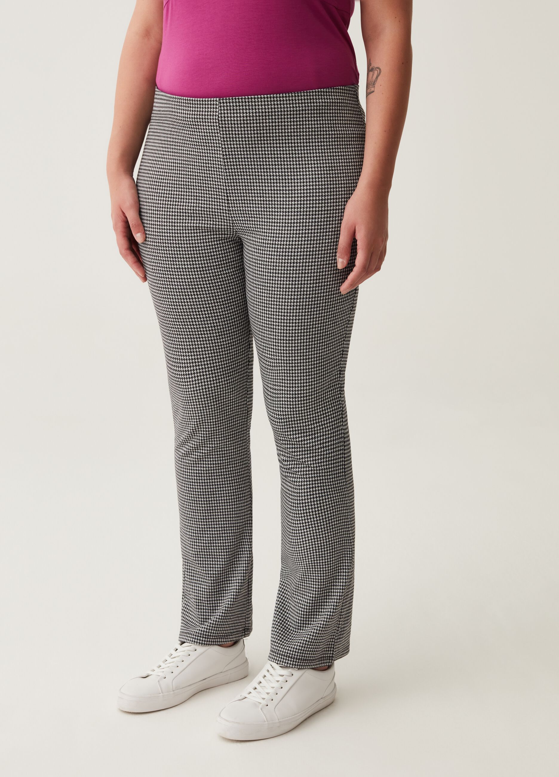Leggings con fantasia pied de poule Curvy_1
