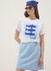 White 100% cotton T-shirt with front print_0