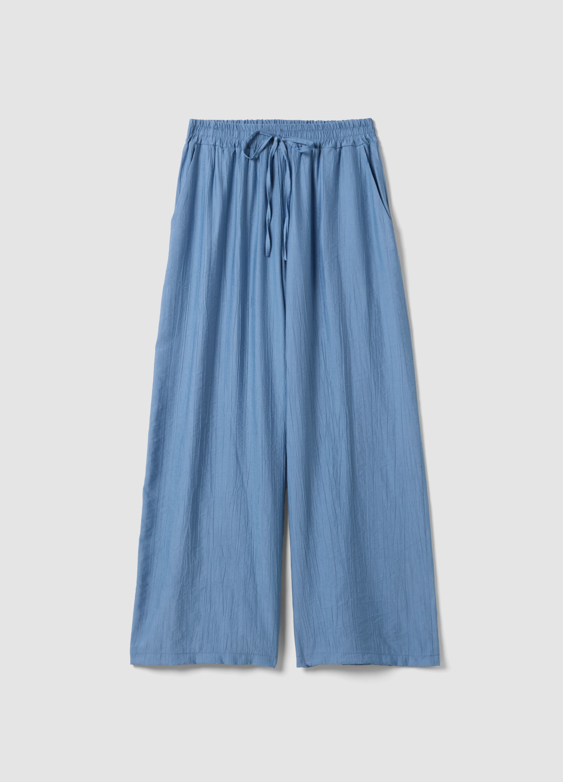 Light blue viscose-blend palazzo trousers