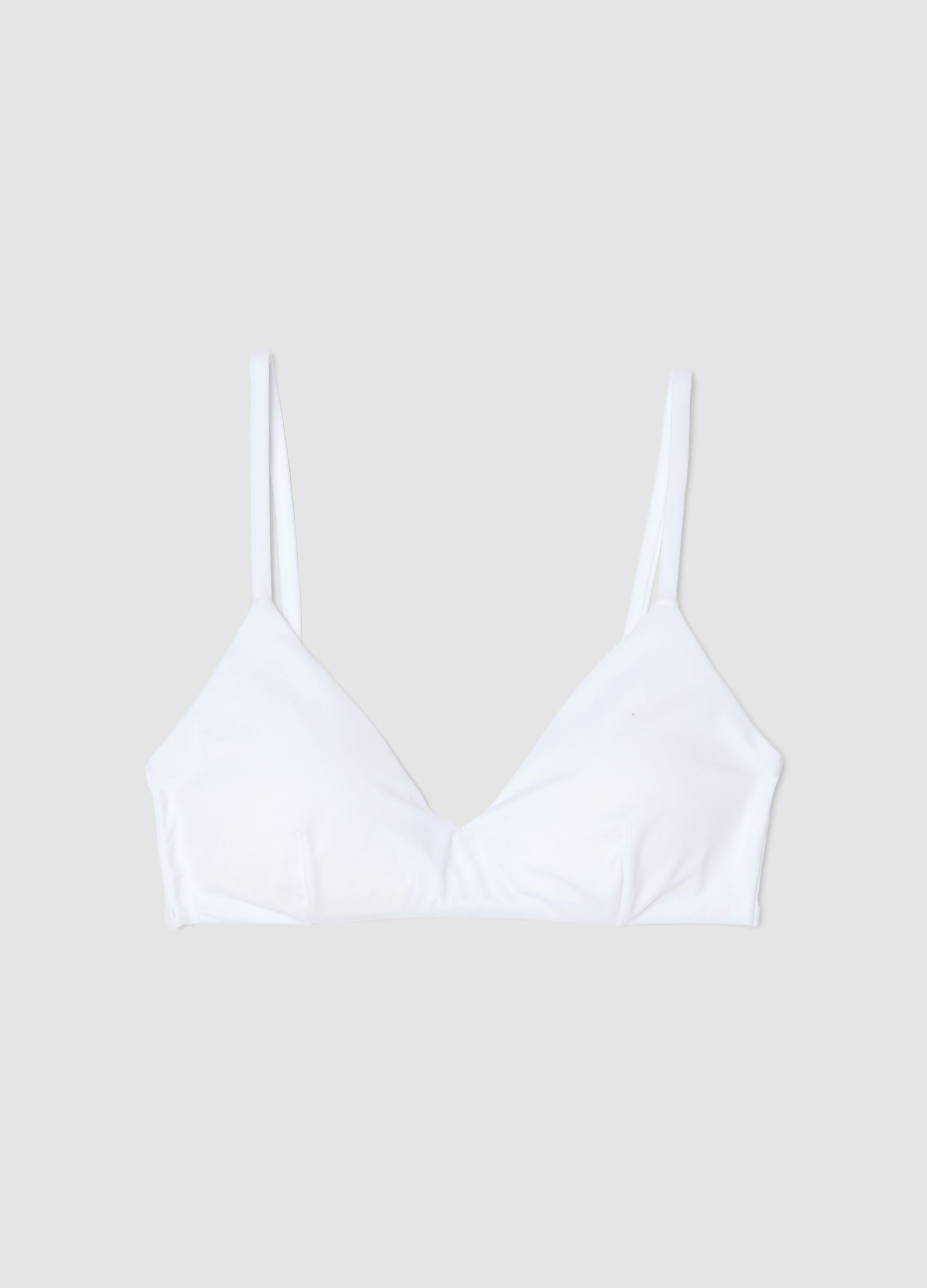 White triangle bikini top in stretch fabric