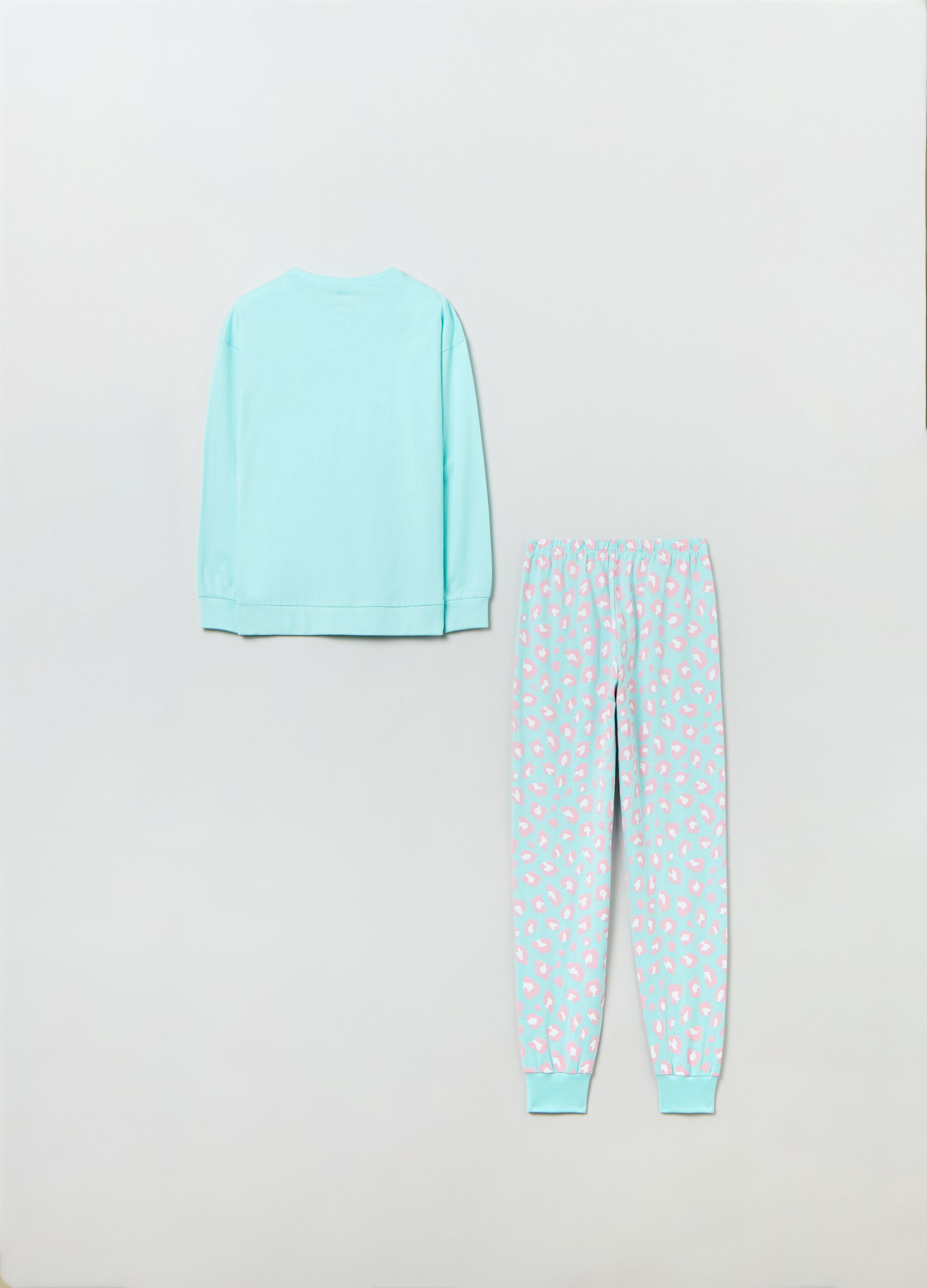 Pigiama in cotone con fantasia animalier_1