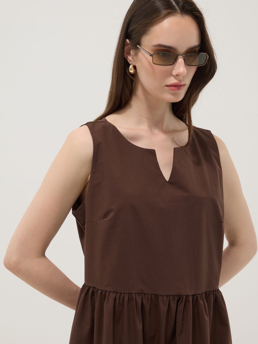 Abito midi marrone in puro cotone over fit_2