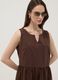 Brown pure cotton midi dress, oversized fit_2