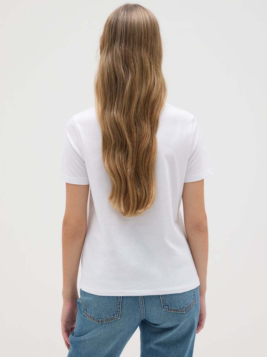 Women's pure cotton white regular fit t-shirt with print_2