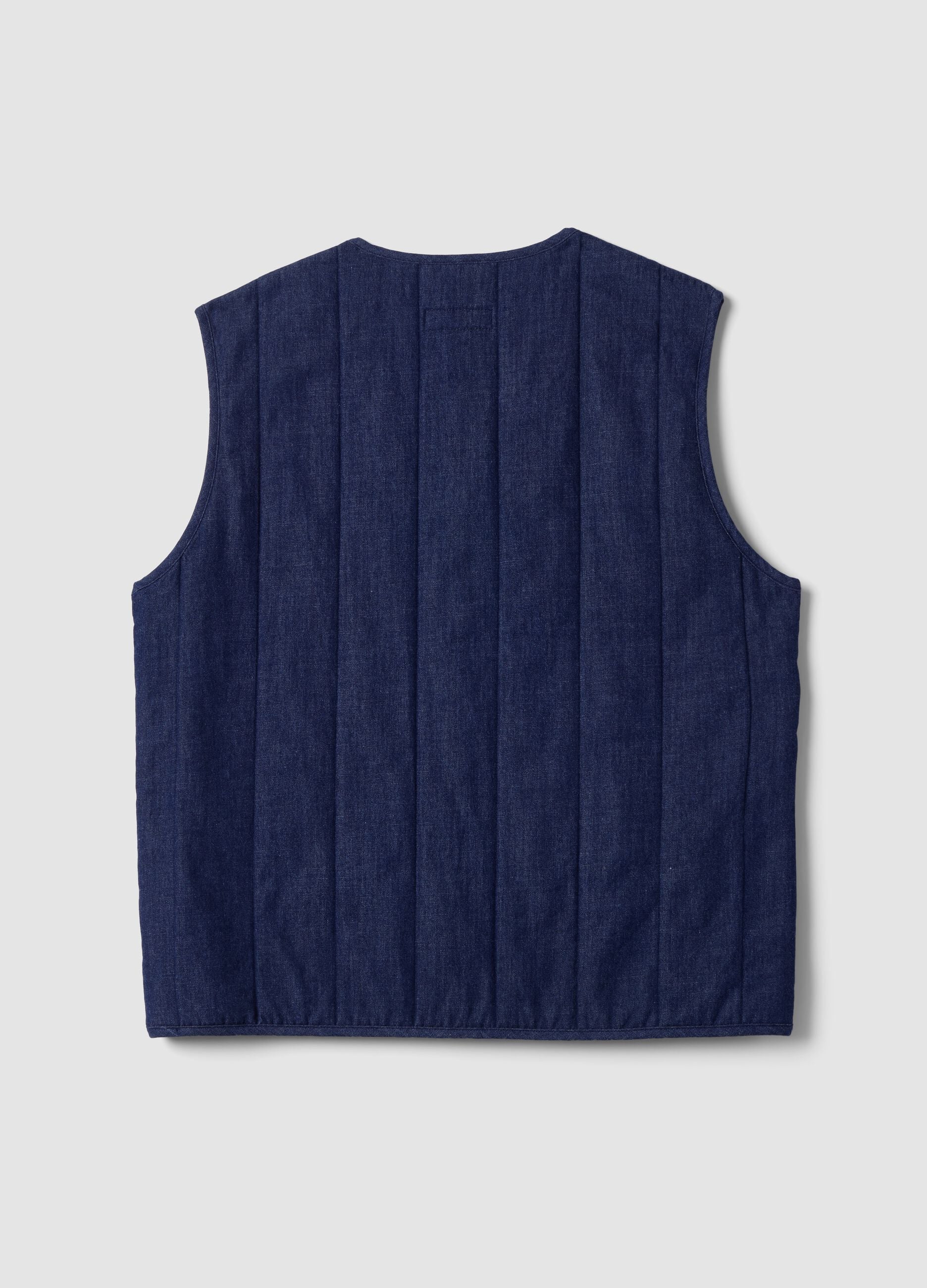 Blue gilet in a cotton, lyocell and viscose blend