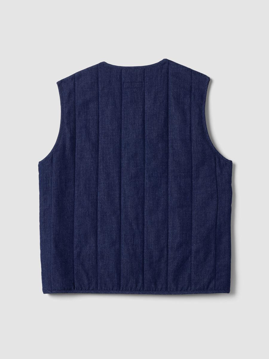 Blue gilet in a cotton, lyocell and viscose blend_6