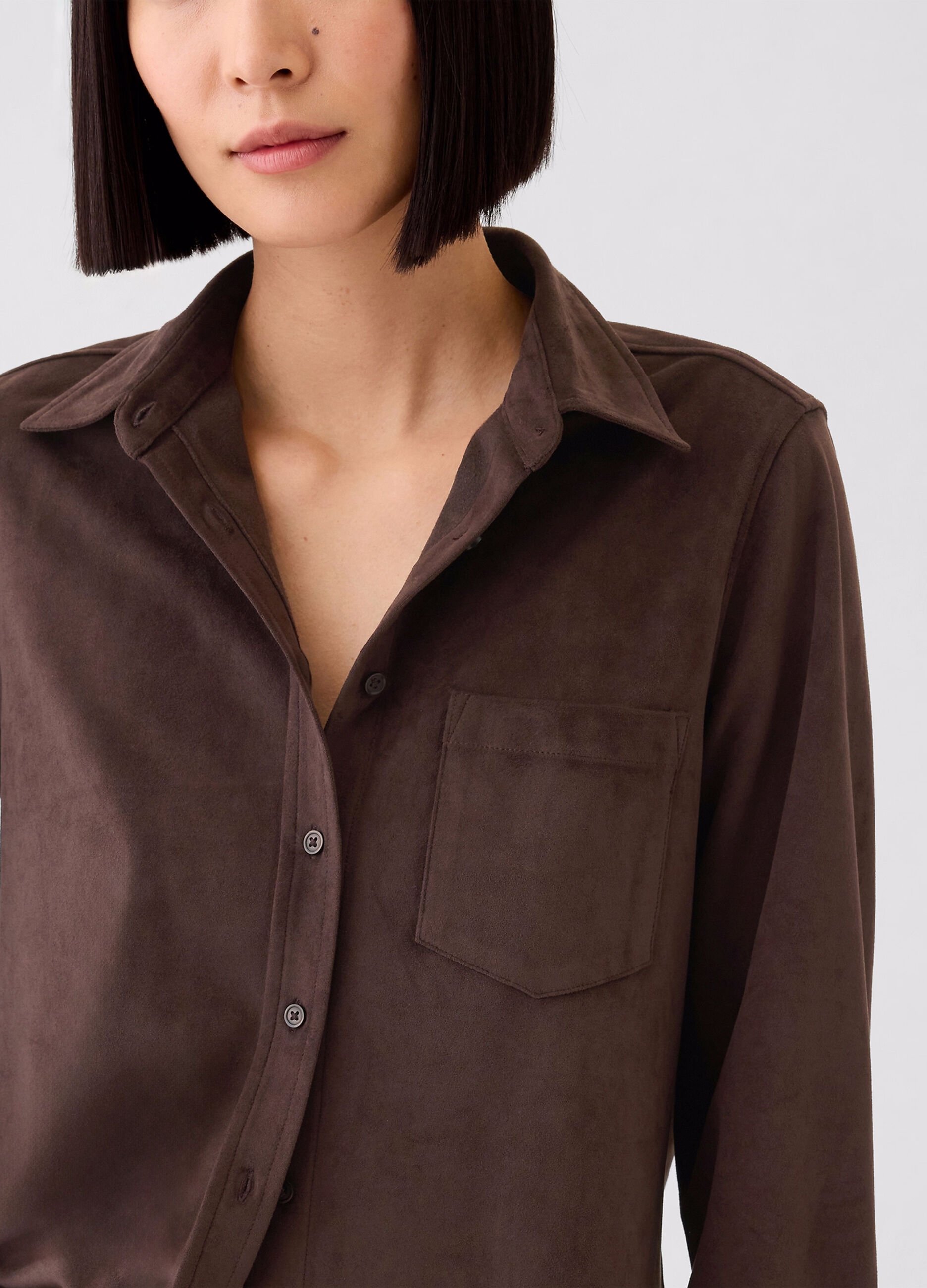 Suede shirt with pocket