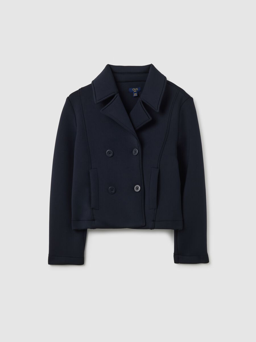 Girls' jacket in blue stretch fabric_4