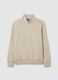 Beige cotton blend zip sweatshirt_4
