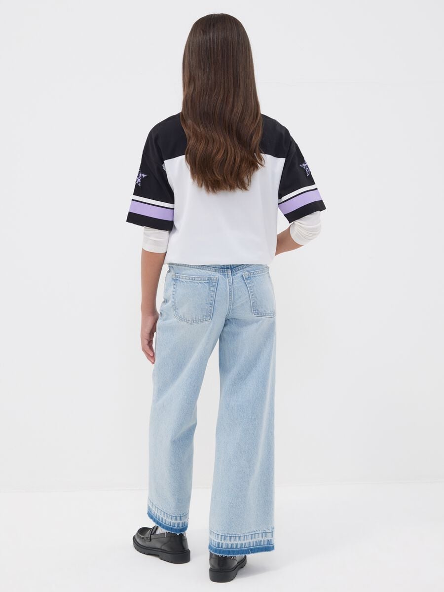 Jeans azzurri culotte in puro cotone per ragazza_2