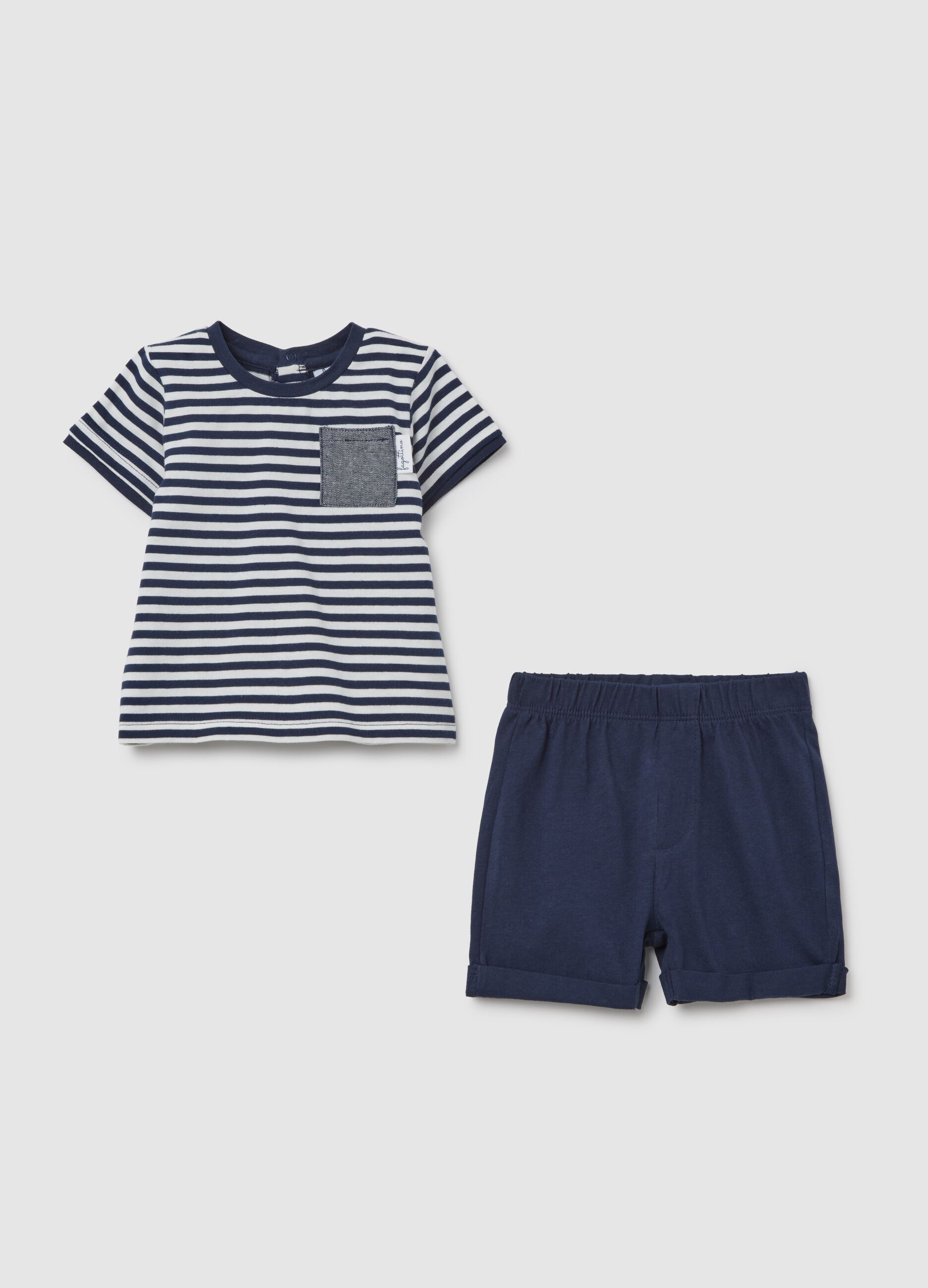 Children's pure cotton multicolour set with blue and white stripes