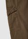 Brown regular fit cotton and linen cargo trousers_5