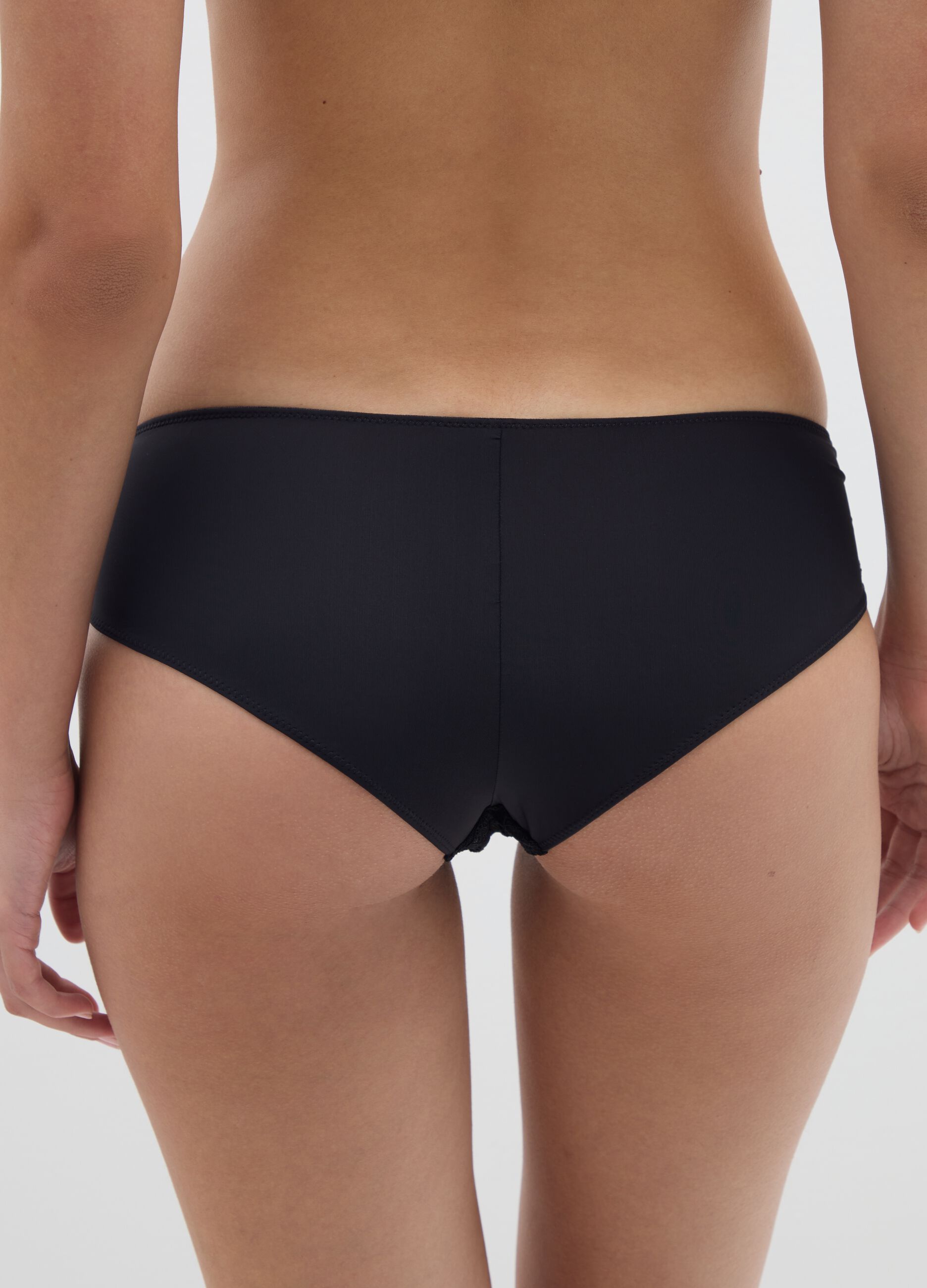 Black briefs in pure cotton and lace