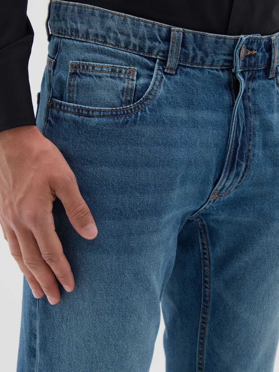 Men's Pure Cotton Blue Regular Fit Jeans_2