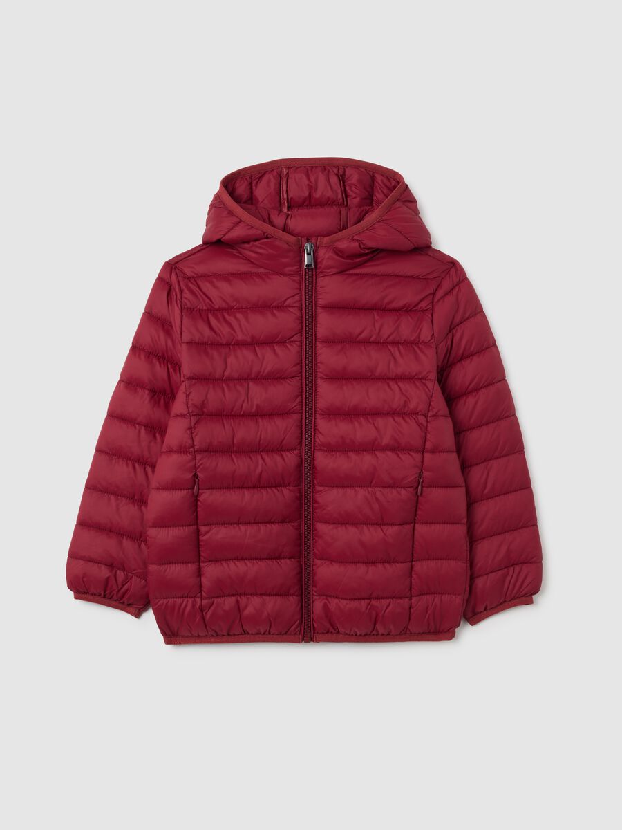 Giacca da bambino in misto rosso regular fit impermeabile_0