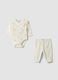 White organic cotton set with wrap-over bodysuit for baby girl_0