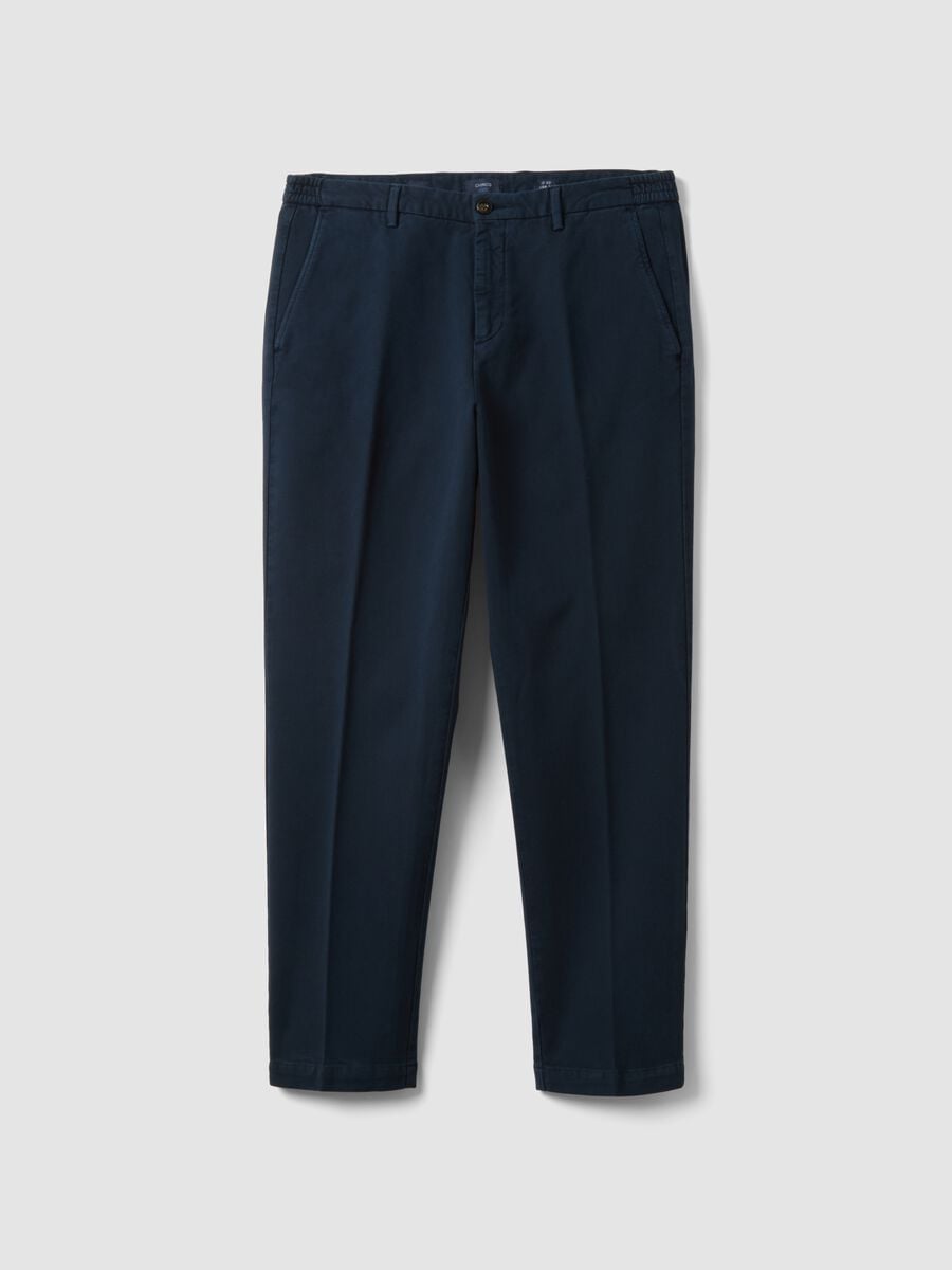 Light blue stretch cotton and modal chino trousers_0