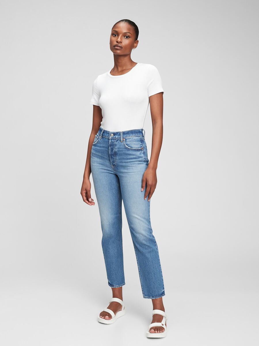 Jeans straight fit a vita alta_0