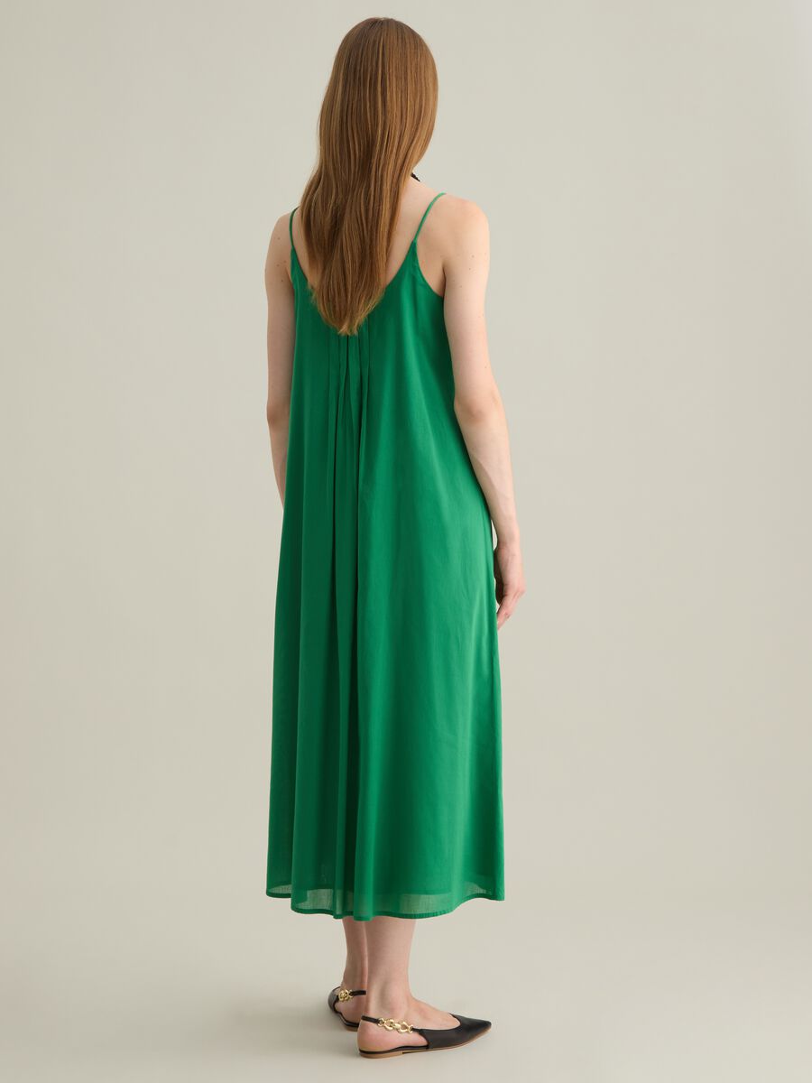Women's long green pure cotton dress, regular fit_3