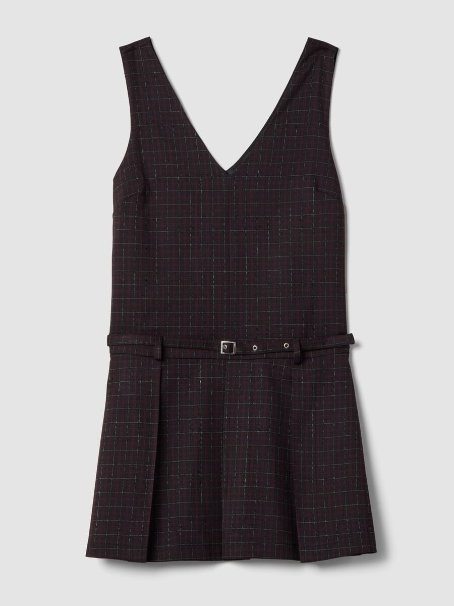 Black stretch viscose dress with deep V-neck_0