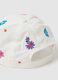 Girls' pure white cotton hat with visor and embroidery_1
