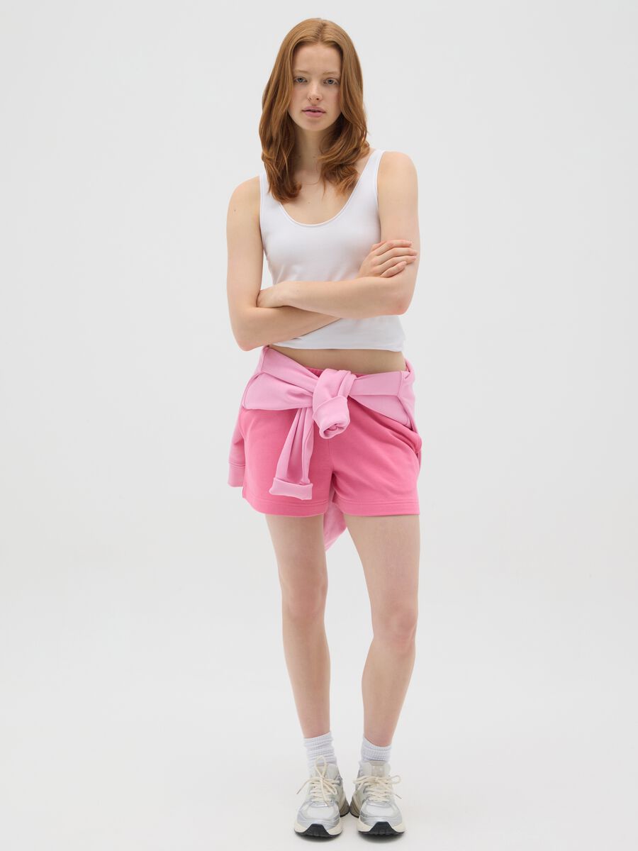 Women's white stretch cotton vest top regular fit_1