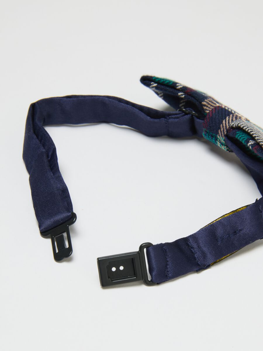 Multicolour check adjustable children's bow tie in pure cotton_1