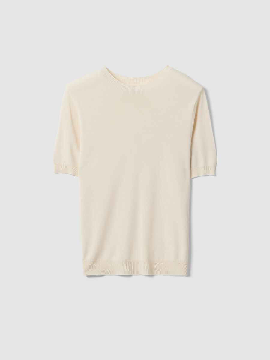 Beige Viscose Blend Regular Fit T-shirt_4