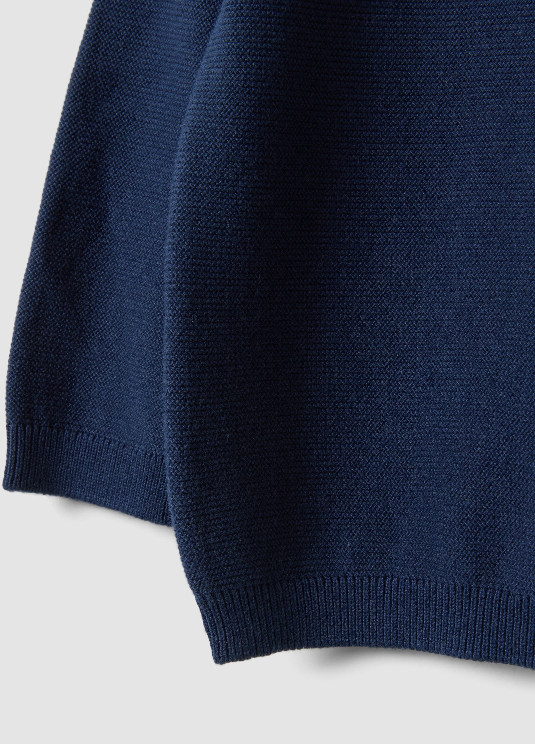 Maglia blu in puro cotone a girocollo in maglia regular fit per bimbo