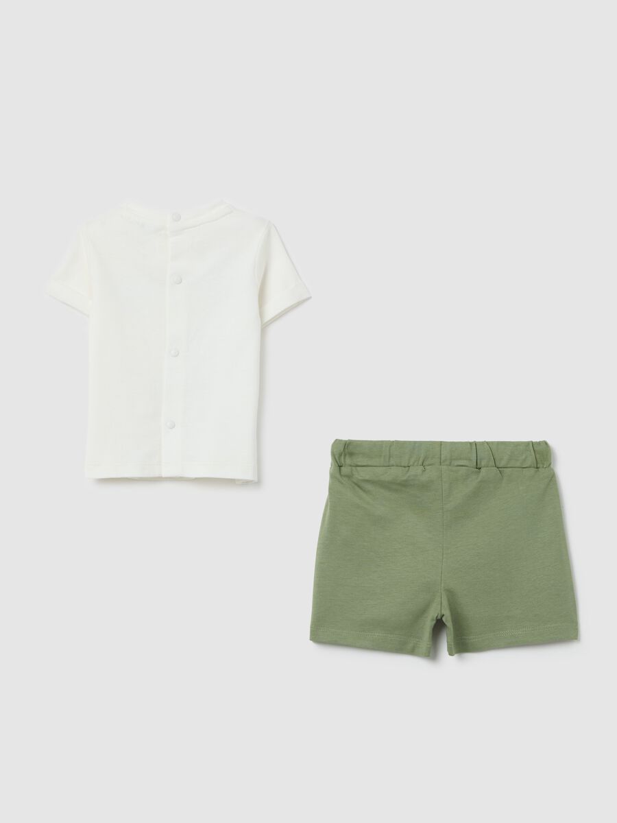 White and green set in cotton with puppy print_1