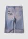 Blue denim straight-fit jeans in pure cotton with turn-up cuffs for baby girl_1