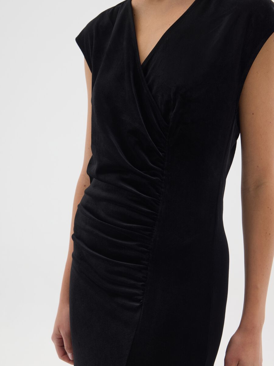 Abito lungo nero deep V slim fit_3