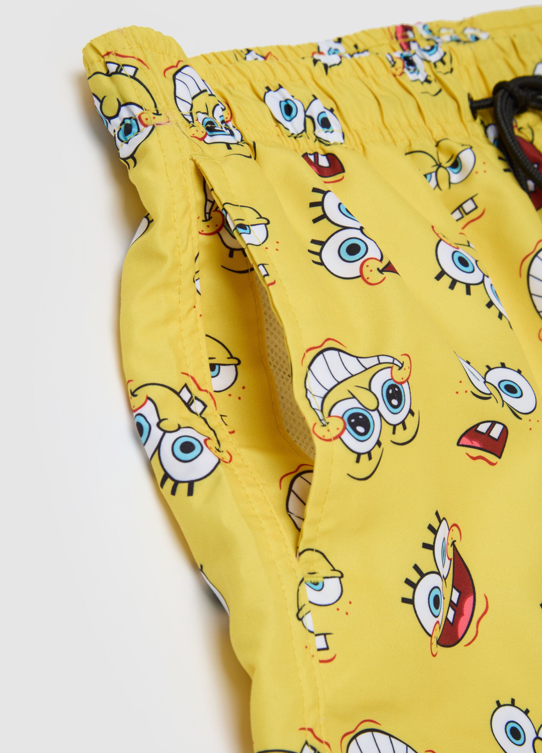 Yellow Kids' Fabric Shorts with Spongebob