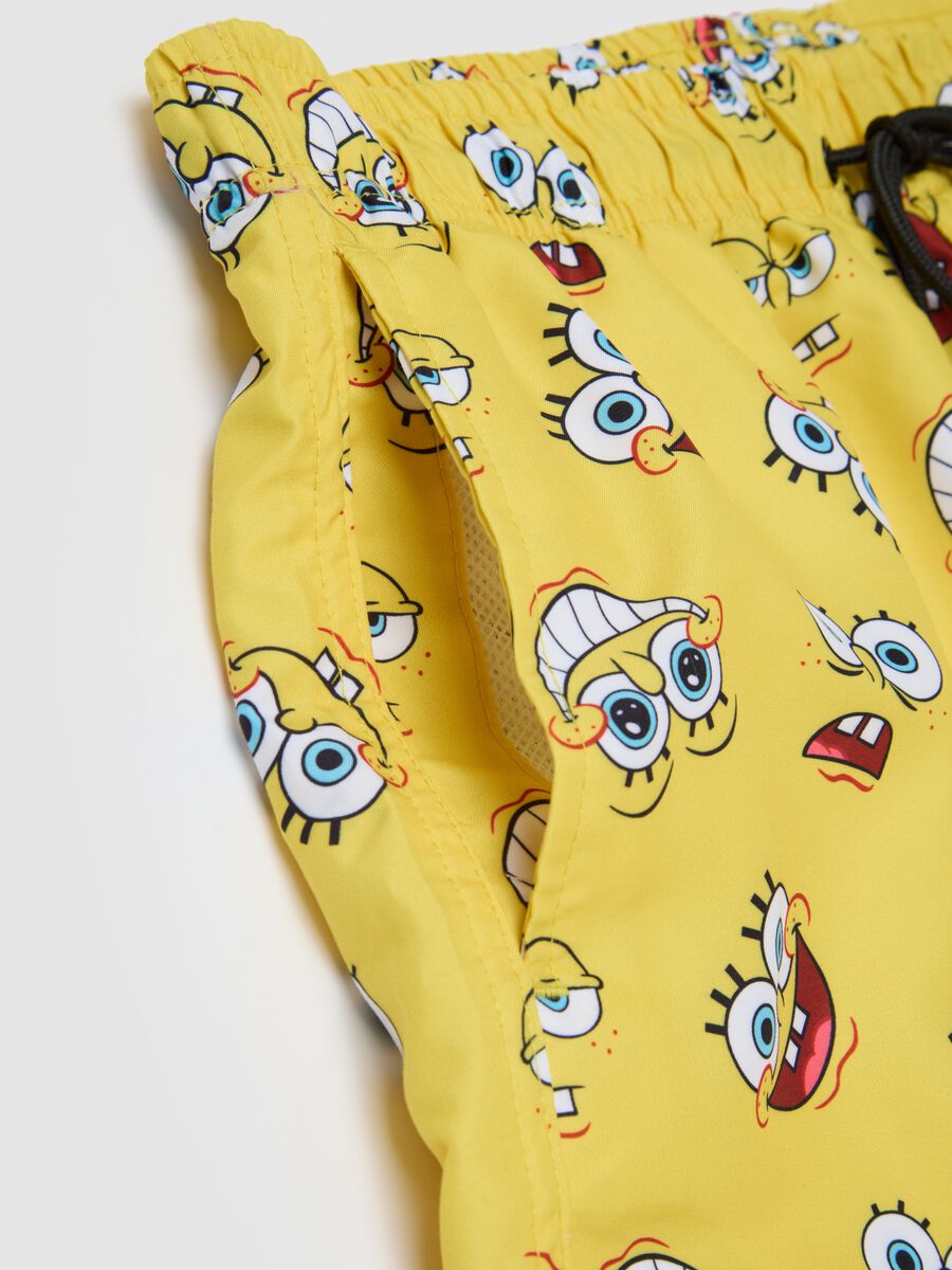 Yellow Kids' Fabric Shorts with Spongebob_1