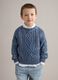 Children's blue pure cotton sweater, regular fit with knitted design_1